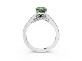 White gold Fancy Green Radiant  Solitaire Diamond Ring with Pavé Band and Four-Prong Setting_96