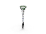 White gold Fancy Green Radiant  Solitaire Diamond Ring with Pave Band and Four-Prong Setting_251