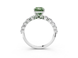White gold Fancy Green Radiant  Solitaire Diamond Ring with Pave Band and Four-Prong Setting_252