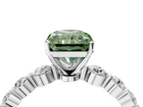 White gold Fancy Green Radiant  Solitaire Diamond Ring with Pave Band and Four-Prong Setting_253