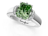 White gold Fancy Green Radiant  Solitaire Diamond Ring with Pave Band and Six-Prong Setting_33