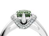 White gold Fancy Green Radiant  Solitaire Diamond Ring with Pave Band and Six-Prong Setting_36