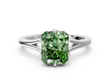 White gold Fancy Green Radiant  Solitaire Diamond Ring with Six-Prong Setting and Tapered Band_17