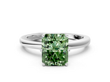 White gold Fancy Green Radiant  Solitaire Diamond Ring with Six-Prong Setting on a Classic Band_3