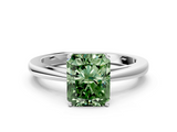 White gold Fancy Green Radiant  Solitaire Diamond Ring with Split Shank and Four-Prong Setting_20
