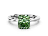 White gold Fancy Green Radiant  Solitaire Diamond Ring with Split Shank and Four-Prong Setting_24