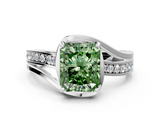 White gold Fancy Green Radiant  Solitaire Diamond Ring with Split Shank and Prong Setting_41