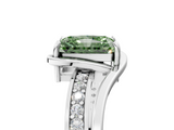 White gold Fancy Green Radiant  Solitaire Diamond Ring with Split Shank and Prong Setting_46