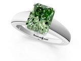 White gold Fancy Green Radiant  Solitaire Diamond Ring with Tapered Band and Four-Prong Setting_50