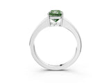 White gold Fancy Green Radiant  Solitaire Diamond Ring with Tapered Band and Four-Prong Setting_52