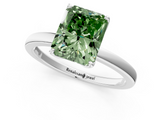 White gold Fancy Green Radiant  Solitaire Diamond Ring with Thin Band and Four-Prong Setting_4