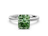 White gold Fancy Green Radiant  Solitaire Diamond Ring with Thin Band and Four-Prong Setting_72
