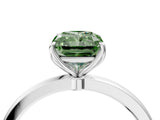 White gold Fancy Green Radiant  Solitaire Diamond Ring with Thin Band and Four-Prong Setting_76