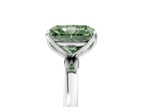 White gold Fancy Green Radiant  Solitaire Diamond Ring with Thin Band and Four-Prong Setting_77