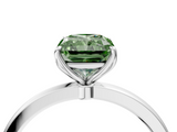 White gold Fancy Green Radiant  Solitaire Diamond Ring with Thin Band and Four-Prong Setting_7