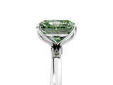 White gold Fancy Green Radiant  Solitaire Diamond Ring with Thin Band and Four-Prong Setting_8