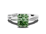 White gold Fancy Green Radiant  Solitaire Diamond Twisted Band with Four-Prong Setting_36