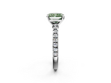 White gold Fancy Green Radiant  Solitaire Diamond with Pavé Band and Four-Prong Setting_48