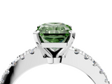 White gold Fancy Green Radiant  Solitaire Diamond with Pavé Band and Four-Prong Setting_50