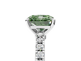 White gold Fancy Green Radiant  Solitaire Diamond with Pavé Band and Four-Prong Setting_51
