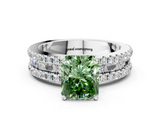 White gold Fancy Green Radiant  Solitaire Diamond with Pave and Channel Set Band_58