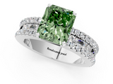 White gold Fancy Green Radiant  Solitaire Diamond with Pave and Channel Set Band_59