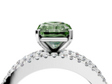 White gold Fancy Green Radiant  Solitaire Diamond with Pave and Channel Set Band_62