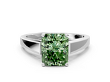 White gold Fancy Green Radiant  Solitaire Engagement Ring with Four-Prong Setting and Tapered Band_3