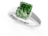 White gold Fancy Green Radiant  Solitaire Engagement Ring with Four-Prong Setting and Tapered Band_4