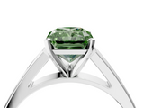 White gold Fancy Green Radiant  Solitaire Engagement Ring with Four-Prong Setting and Tapered Band_7