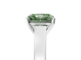 White gold Fancy Green Radiant  Solitaire Engagement Ring with Four-Prong Setting and Tapered Band_8