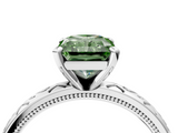 White gold Fancy Green Radiant  Solitaire Engagement Ring with Scrollwork Band and Four-Prong Setting_133