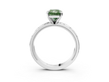 White gold Fancy Green Radiant  Solitaire Engagement Ring with Scrollwork Band and Four-Prong Setting_136