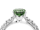 White gold Fancy Green Radiant  Solitaire Floral Milgrain Engagement Ring_35