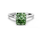 White gold Fancy Green Radiant  Solitaire Heart Prong Engagement Ring with Tapered Band_55