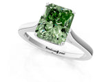 White gold Fancy Green Radiant  Solitaire Heart Prong Engagement Ring with Tapered Band_56