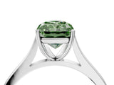 White gold Fancy Green Radiant  Solitaire Heart Prong Engagement Ring with Tapered Band_59