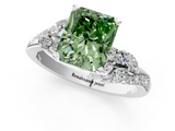 White gold Fancy Green Radiant  Solitaire Marquise Twist Band with Six-Prong Setting_60