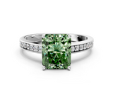 White gold Fancy Green Radiant  Solitaire Pavé Band Prong Setting Ring_20
