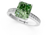 White gold Fancy Green Radiant  Solitaire Pavé Band Prong Setting Ring_21