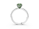 White gold Fancy Green Radiant  Solitaire Pavé Band with Four-Prong Setting_170
