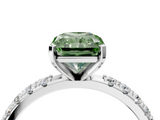 White gold Fancy Green Radiant  Solitaire Pavé Band with Four-Prong Setting_171