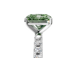 White gold Fancy Green Radiant  Solitaire Pavé Band with Four-Prong Setting_172