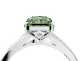 White gold Fancy Green Radiant  Solitaire Pavé Band with Four-Prong Setting_32