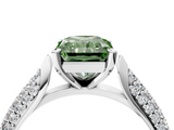 White gold Fancy Green Radiant  Solitaire Pavé Diamond Engagement Ring with Four-Prong Setting_121