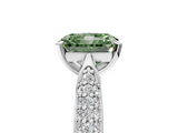 White gold Fancy Green Radiant  Solitaire Pavé Diamond Engagement Ring with Four-Prong Setting_122