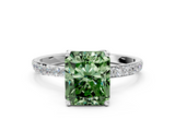 White gold Fancy Green Radiant  Solitaire Pavé Diamond Engagement Ring with Four-Prong Setting_39