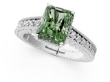 White gold Fancy Green Radiant  Solitaire Pavé Diamond Milgrain Engagement Ring with Four-Prong Setting_4