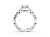 White gold Fancy Green Radiant  Solitaire Pavé Diamond Milgrain Engagement Ring with Four-Prong Setting_6