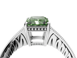 White gold Fancy Green Radiant  Solitaire Pavé Diamond Milgrain Engagement Ring with Four-Prong Setting_7